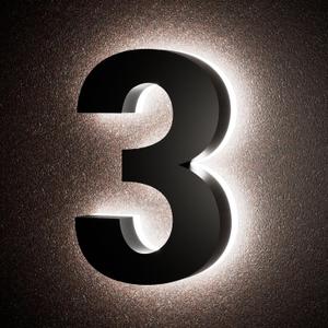 LLtronation 6 Inch Backlit House Numbers for Outside, Stainless Steel, LED Illuminated Home Address Number, Modern Lighted Address Signs for Houses, Restaurant, Waterproof (6IN-3-Black)
