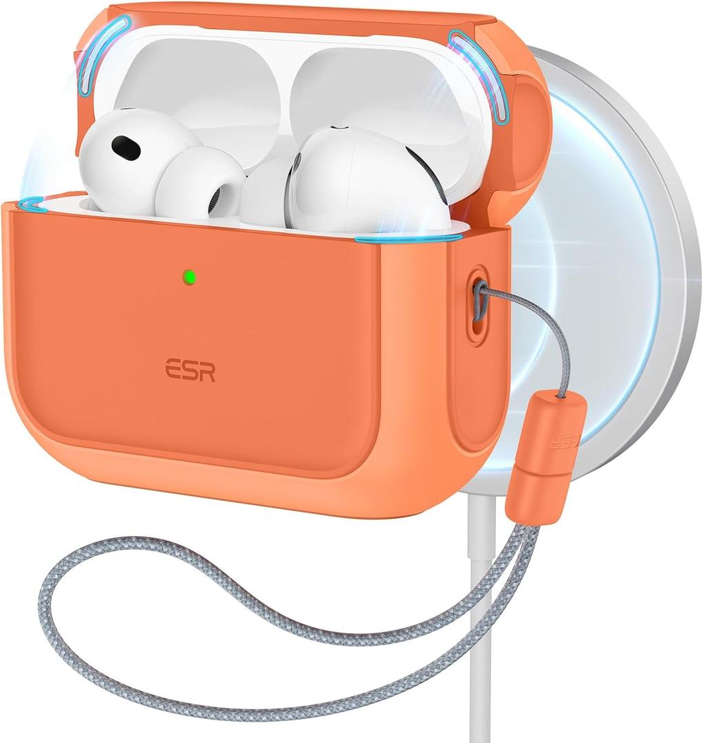 ESR for AirPods Pro 3 Case, Compatible with AirPods Pro Case 3rd Generation (2025), Compatible with MagSafe, Full Drop Protection Cover with Lanyard, Orange