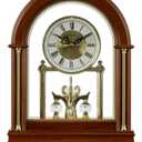 DODEKA Wooden Mantel Clock TCW001DB Rotating Pendulum and Crystals Desktop Musical Hourly Chime Luxury Style for Bedroom, Home, Kitchen