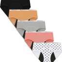 Nalwort Womens Period Underwear Menstrual Period Panties Postpartum Cotton Panties 5 Pack (XX-Large, Color-3)