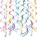 48Piece Multi-Color Paper Swirl Decorations  Hanging Party Swirls for Birthday, Baby Shower, Wedding & Celebration Decor