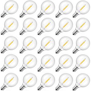 Brightown G40 Led Replacement Light Bulbs, 1W Shatterproof Globe Plastic Bulb Fits E12 or C7 Candelabra Screw Base, 1.5 Inch Dimmable Light Bulbs for Indoor Outdoor Patio Decor, Warm White, 50 Pack