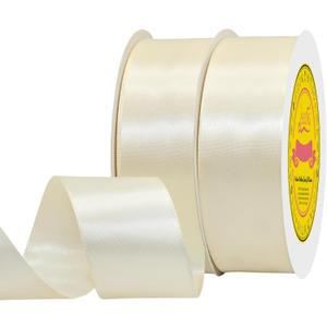 100 Yards Ivory Satin Ribbon Polyester Ribbon for Gift Wrapping Very Suitable for Weddings Party Hair Bow Invitation Decorations and More1-1/2 inch X 50Yards X 2 Roll