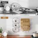 ORDORA 2 Pack Pot Lid Organizer Rack for Cabinet Door, 6-Tier Pot Lid Holders inside Cabinet, No Drilling Adhesive Wall Door Mounted Rustproof Pots and Pans Cover Organizers for Kitchen Storage, White