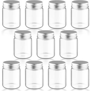 10Pcs 60ml/2oz Mini Clear Mason Jars Empty Glass Bottles with Aluminum Lids Round Containers for Cosmetics,Food Storage,Travel & Crafts