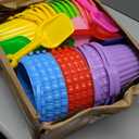 48 Pcs End of The Year Gift Summer Gifts 6 Inch Sand Beach Buckets and Shovels Bulk with Gift Cards Plastic Beach Pails WaterBucket for Graduation Summer Pool Party Favor(Striped Style)
