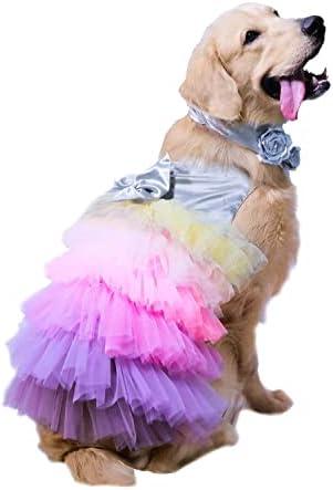Puptail Dog Dress with Lovely Bow Puppy Dress Pet Apparel Dog Clothes for Small and Large Dogs and Cats L Multi Colored