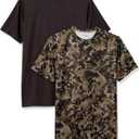 Amazon Essentials Men's Active Performance Tech T-Shirt - Discontinued Colors, Pack of 2 (Black/Olive Geo Camo), 2XL