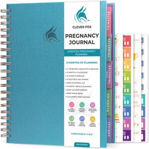 Clever Fox Pregnancy Journal & Memory Book - Pregnancy Planner & Notebook for Expecting Moms  Baby Keepsake, First Time Moms Gift (Aquamarine, 9" x 10.5")