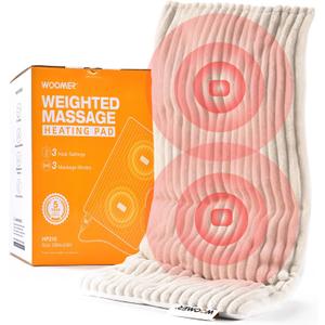 WOOMER Weighted Massage Electric Heating Pad for Back Pain, Neck and Shoulders Cramps Relief, 12x24, 3.7lb BPA-Free and Non-Toxic Beads, 4 Heat Settings, 4 Massage Modes, 2h Auto-Off