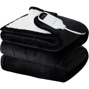 Bedsure Electric Blanket Full Size - Soft Flannel Heated Blanket, Fast Heating with 10 Time Settings & 6 Heat Settings, Warm Gift for Grandma (72x84 inches, Black)
