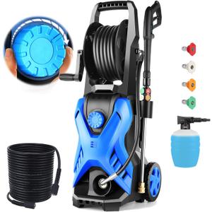 5000 PSI Adjustable Pressure Washer 2.8GPM Electric Power Washer with 33ft Pressure Hose, 4 Nozzle and Foam Cannon, Powerwashers for Home, Cars, Pressure Setting Range (2500-5000PSI) Blue