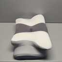 Cervical Neck Pillow for Pain Relief - Ergonomic Side Sleeper Pillow for Neck Support, Cooling Cervical Pillow for Sleeping, Contour Orthopedic Memory Foam Pillows for Back Stomach Sleepers (Dark Grey & White)