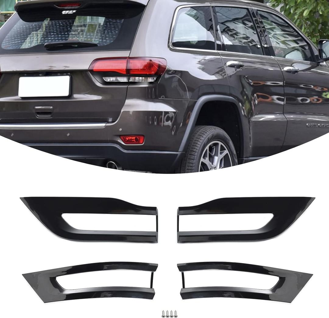 for Grand Cherokee Rear Tail Light Cover Trim Bezel Black for Jeep Grand Cherokee 2014 2015 2016 2017 2018 2019 2020 Black Exterior Accessories 4pcs