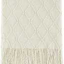 BOURINA Beige Throw Blanket 50x60 Inches Throw Textured Solid Soft Sofa Couch Decorative Knit Blanket