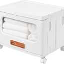 VECELO Plastic Storage Cabinet with Drawers, Stackable Storage Bins with Wheels, Waterproof Bathroom Storage Organizer, Multi-Tier Storage Drawers for Bedroom, Living Room, Kitchen, Medium 1-Tier