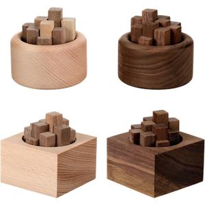 Teenyyou 4 Pcs Wood Diffuser for Essential Oils Wooden Car Essential Oil Diffuser Wooden Aromatherapy Round Car Oil and Square Home Office Bedroom Decoration