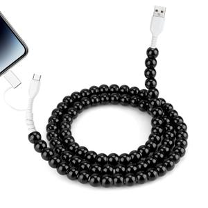 Coolden USB C Cable 2 in 1 Multi Charging Cable 3.3ft for iPhone Charger Cord Black Beaded for Men Women USB A to USB C to Phone Fast Charger Cable for iPhone 16 15 14 Pro Max,Galaxy S25 S24 S23 Ultra