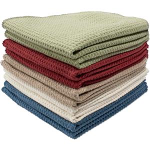 Legende Microfiber Waffle Weave Towels 16x16, Super Absorbent, Lint-Free Cleaning & Drying Cloths for Kitchen, Glass, Counters, Furniture, Reusable