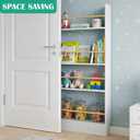 4 Tier Behind The Door Bookshelf, Space Saving Behind The Door Bookcase Wooden Kids Book Shelf for Bedroom Living Room Study White (120 * 70cm)