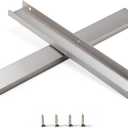 Satanga Brushed Nickel Pack of 2 Edge Finger Pulls for Cabinets Kitchen Long Invisible Hardware Concealed Aluminum Hidden Bar Pull Drawer Handles Easy to Install 15.75 inch Overall Length