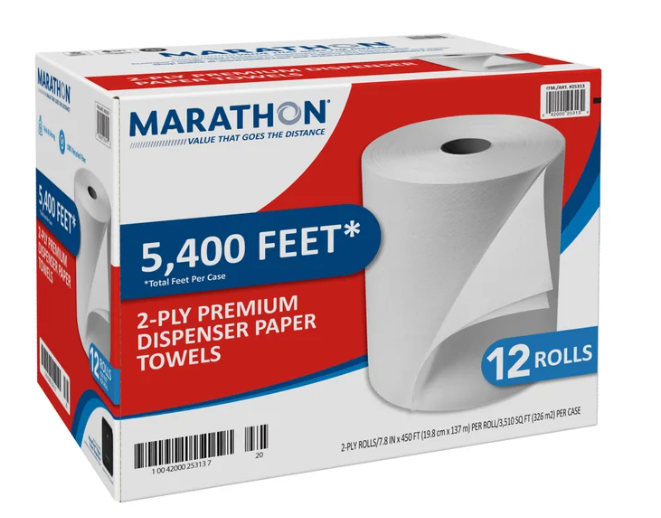 Marathon Ultra Paper Towel Roll 8" x 450' 12 Rolls