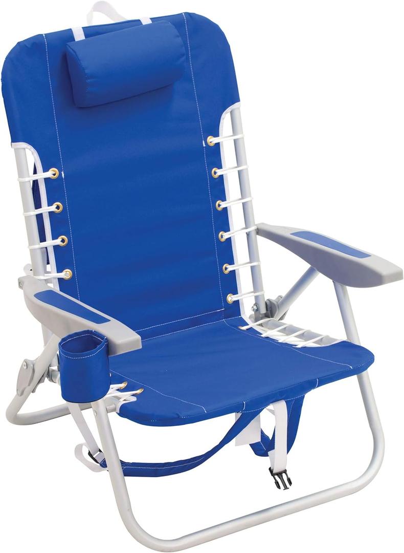 Rio Brands ASC529 4-Position Backpack Lace-Up Suspension Folding Beach Chair (Light Blue)