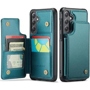 Vinich for Samsung Galaxy S26 Plus Wallet Case with Card Holder, RFID Blocking Credit Slots Kickstand Shockproof Phone Cover for Women Men, Bluish Green