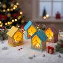 DoubleFill 24 Pcs Christmas Nativity Painting Craft Kits for Kids Nativity House Religious Craft for Kids Make Your Own Jesus House DIY Wooden Christian Christmas Ornaments for Art Sunday School