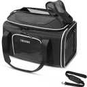 Petskd Top-Expandable Pet Carrier 17x11x9.5 Inches Alaska Airline Approved, Soft-Sided Carrier for Small Cats and Dogs with Locking Safety Zippers and Anti-Scratch Mesh(Black)