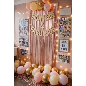 Pre-Strung Eighteen & Fabulous Gold Glitter Banner - Happy 18th Birthday Party Banner - 18th Wedding Anniversary Decorations - Milestone Birthday Party Decorations