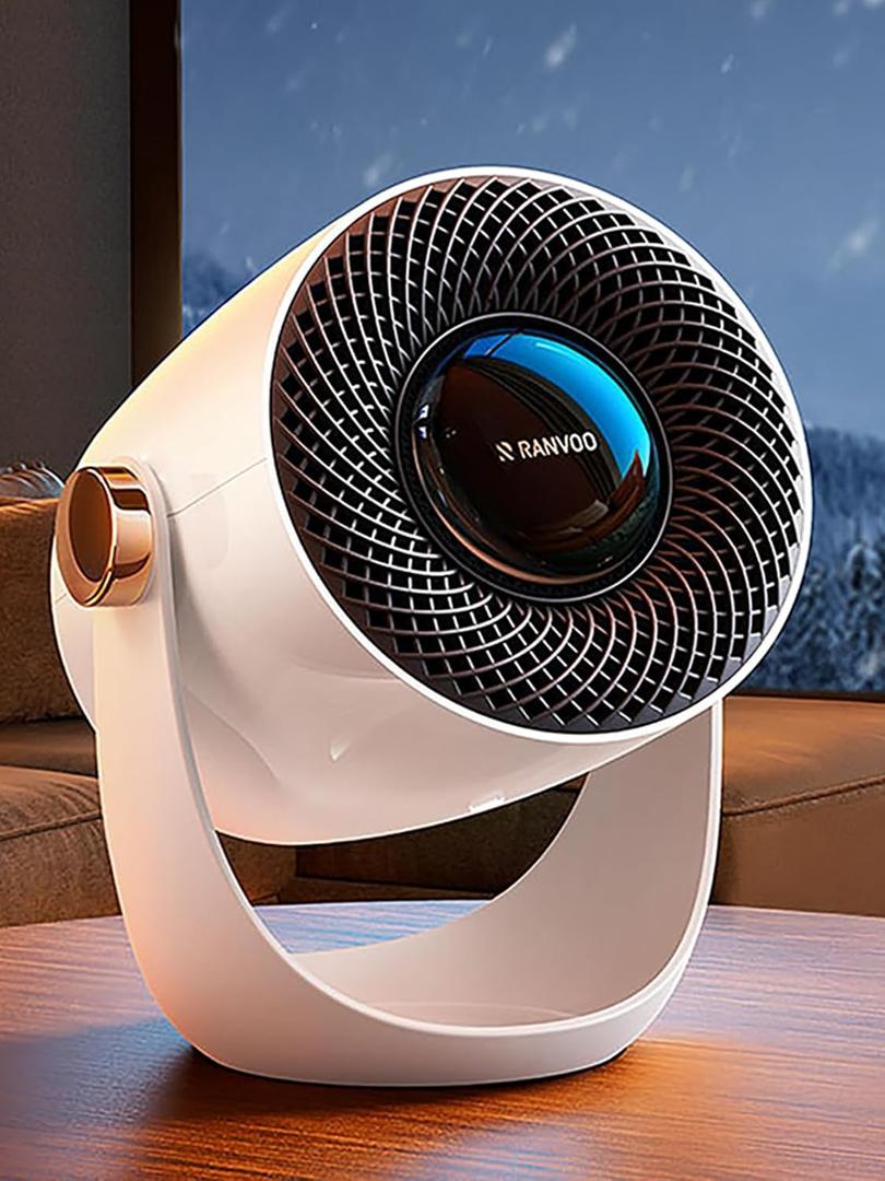 RANVOO Graphene Space Heater, Small Portable Electric Heater for Indoor Use with Hot Airflow, 10X Safe & Smart Protection, 120 Tilt Adjustment to Surround Heat for Office Bedroom, White