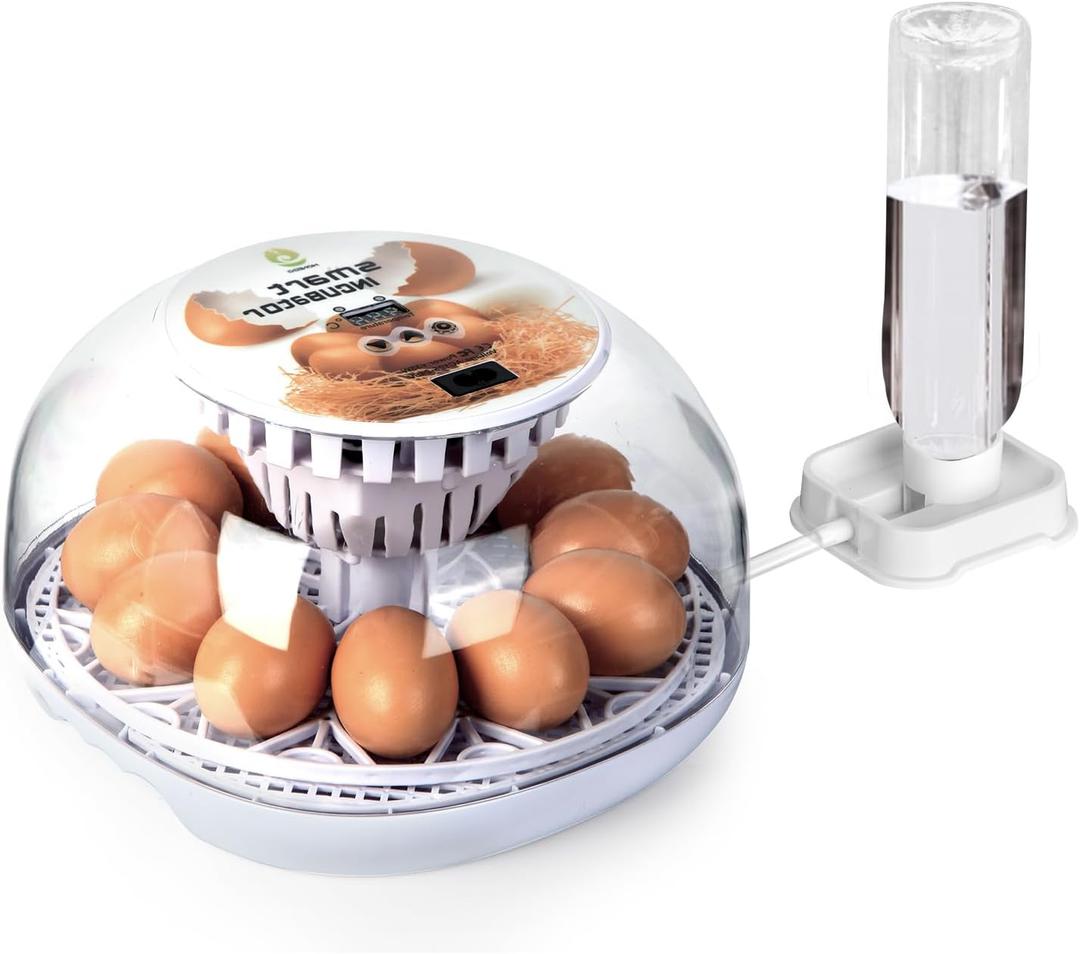 12 Egg Incubator with Automatic Turning, Humidity Control, Auto Water Addition, for Hatching Chicken, Goose, Duck, Quail, Pigeon, and Turkey Eggs (12 Egg Incubator)