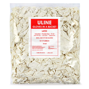 Uline Industrial Latex Gloves in a Bucket Refill Bag - Powder-Free, Small