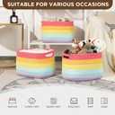 Temary Woven Baskets for Storage 3 Pack Storage Baskets for Organizing, Rectangle Decorative Rope Baskets for Storage Clothes, Towels, Storage Bins with Handles (Rainbow, 13"x9.8"x8.5")
