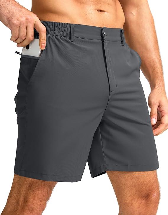 Men's Casual Shorts 7" Lightweight Golf Shorts for Men Stretch with 3 Pockets Quick Dry Breathable Work Shorts (Dark Grey,M)