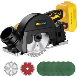 4" Brushless Cordless Cut-Off Tool Compatible with Dewalt 20V MAX Battery, 500W mini Saw Up to 12000RPM with 6 Cut Off Wheel, 4" Blades & Base Plate for Metal, Wood, Tile and Plastic (No Battery)