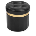 xuperbonus Small Ottoman with Storage,Folding Round Ottoman with Gold Trim,Velvet Storage Stool,Foot Stool with Soft Padded,Foot Rest for Living Room13â€œx13â€x12.4(Publack,2pcs)
