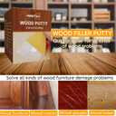 Wood Filler Putty - 9.87 oz, Walnut, Stainable & Paintable Repair Kit for Furniture, Quickly Fix Cracks, Chips, Nail Holes & Defects in Wood Floors & Cabinets - Easy Sanding