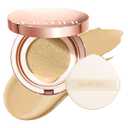 Full Coverage Cushion Foundation, Weightless, Skin Fit, Satin Glow Finish, Oil-Control Waterproof Foundation, Sweatproof Flawless BB Cream CC Korean Makeup,Tattoo Cover Up, Buildable(#22W Sheer Beige)