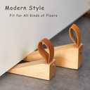 Wooden Door Stopper Non-Slip Security Wood Door Wedge with Leather Strap for Hanging Door Stopper 1Pack, in House Bedroom Office Living Room Hotel Cabin