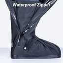 Waterproof Shoe Covers, Reusable & Foldable Rain Boot Shoe Cover with Zipper, Non-Slip, Reflector, Men Women Rain Gear, Black, L
