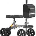 Knee Scooter for Adult for Foot Surgery, with All Terrain Wheels & Shock Absorption, Foldable Steerable Knee Walker, Comfort Pad, Dual Brakes, Crutch Alternative for Broken Foot/Ankle Recovery,Grey