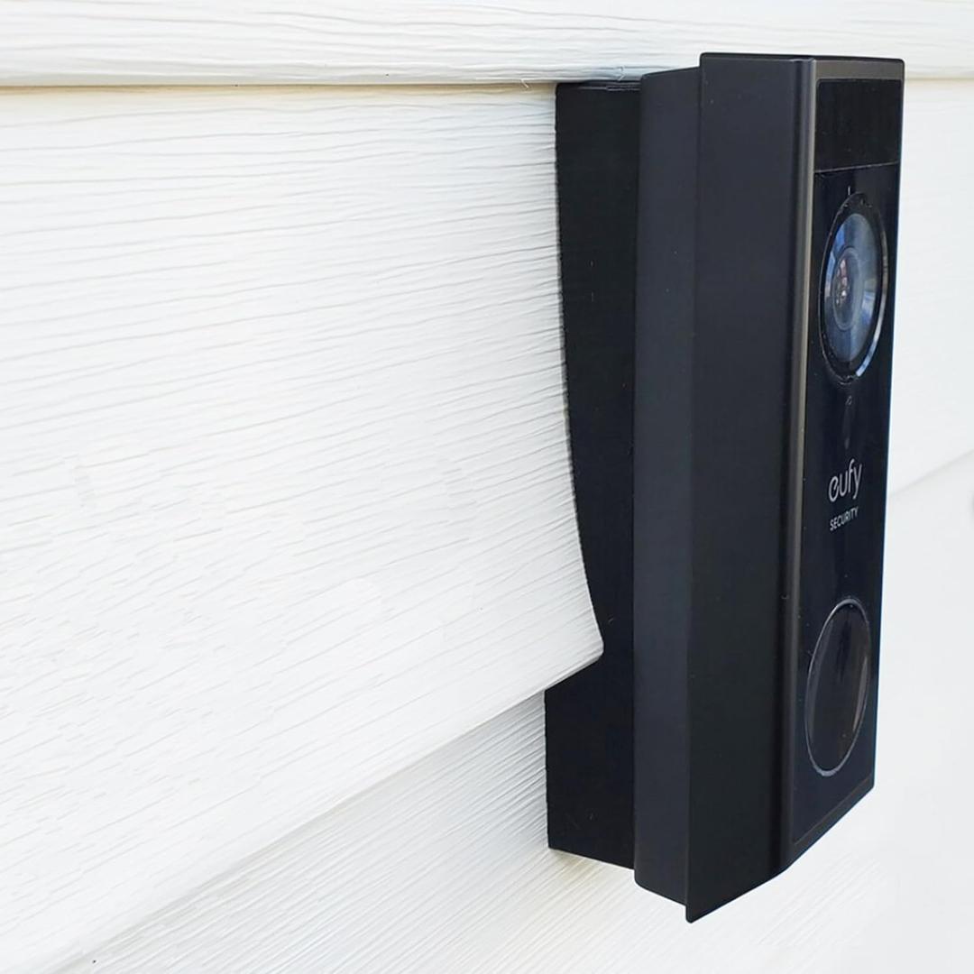 Vinyl Siding Mounting Bracket Compatible with eufy Video Doorbell E340, 4 Inch Standard Vinyl Siding, Black PETG Plastic, 3D Printed, UV Resistant, Hardware Included