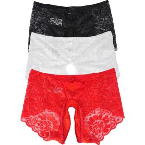 Justgoo Womens Sexy Thongs Lace Panties Underwear Low Rise Plus Size Underpants Pack of 1-3 (Large)