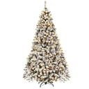 7.5Ft Pre-Lit Artificial Christmas Tree, Snow Flocked Hinged Pine Tree with 550 Led Lights, 1346 Branch Tips, Easy Assembly, Metal Stand, Perfect Xmas Decoration for Home, Office, Party 