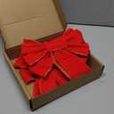 Fovths 2 Pieces Red Christmas Bows 30.7 x 10.6 Inches Large Velvet Christmas Wreath Bow with Glitter Gold Edge Christmas Tree Topper Ornament Bow for Christmas Home Indoor Outdoor Door Decor