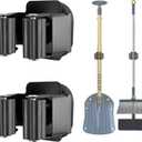 Upgraded Magnetic Broom and Mop Holder Wall Mount, Space-Saving Heavy Duty No Drill Over the Door Broom Gripper RV Camper Wall Organizer,Black,2 Pcs (Black-8 Magnets)