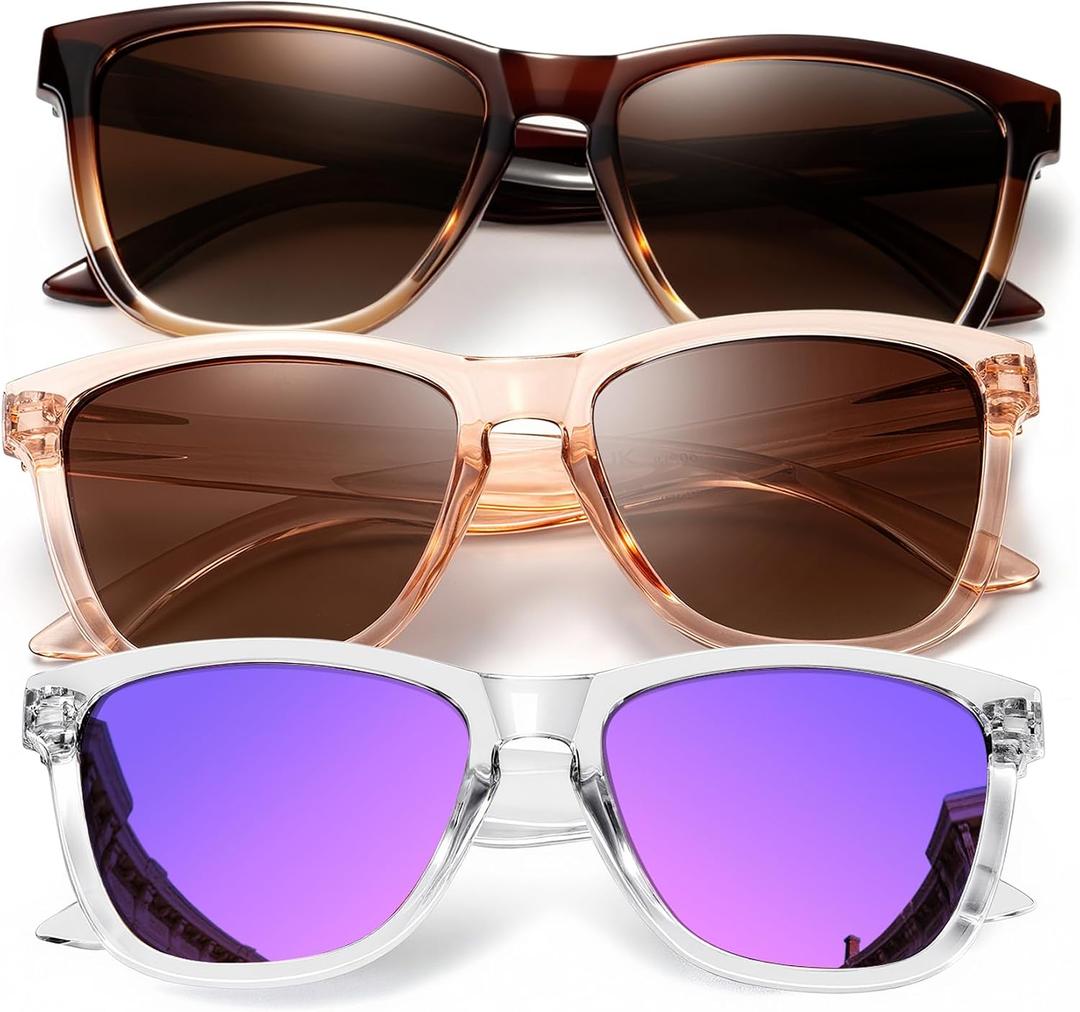 KALIYADI Womens-Sunglasses Polarized Sunglasses-Womens Trendy: Retro Sun Glasses with UV Protection for Travel Driving A21-brown/Purple/Gradient Brown, Multicolor