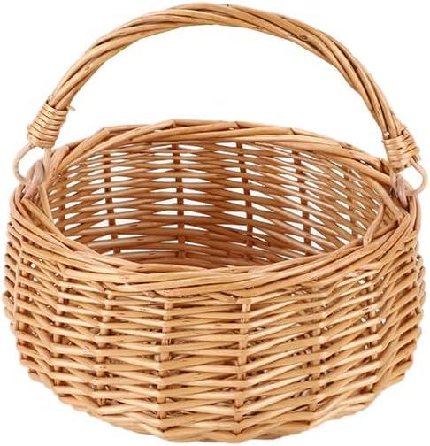 Small Gift Wicker Picnic Basket with Handle,Willow Flower Girl Basket for WeddingsGarden and Home Decor -Wicker Storage Basket-Natural